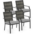 thumbnail image 1 of Costway Patio Wicker Chairs Set of 4 Stackable Rattan Armchairs with Removable Cushions, 1 of 8