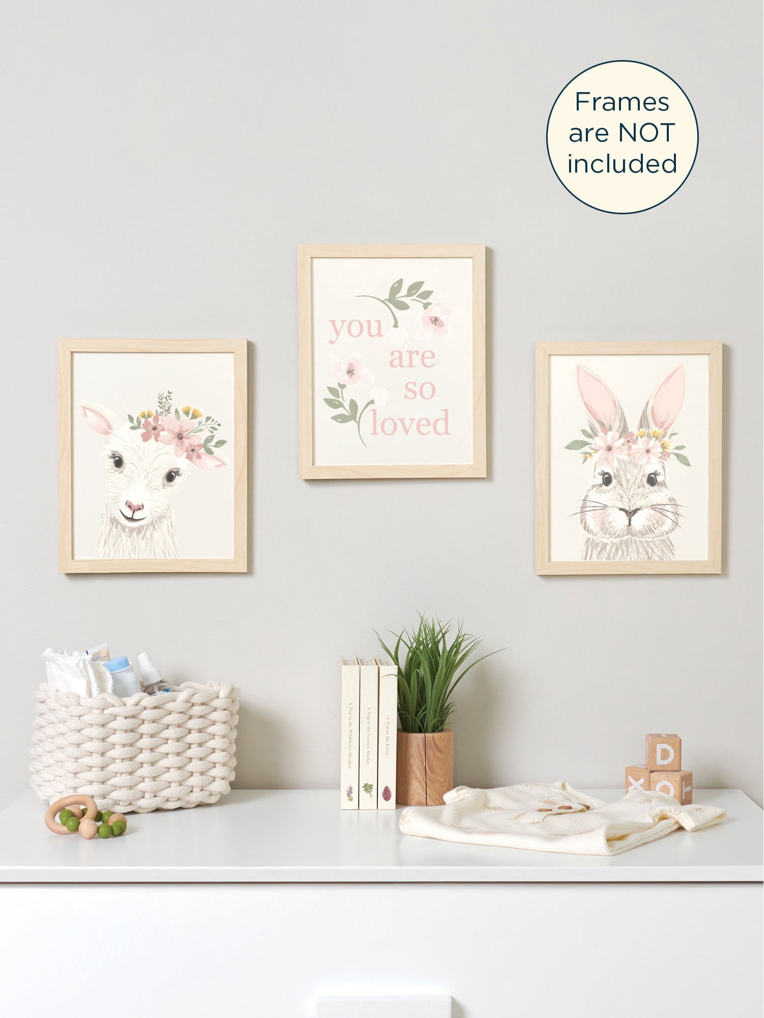 Modern Moments By Gerber Baby Unframed Wall Art, 3 Piece Set, Ivory Floral