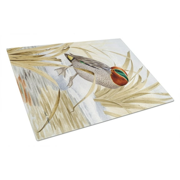 Caroline's Treasures Eurasian Teal Duck Glass Cutting Board Large