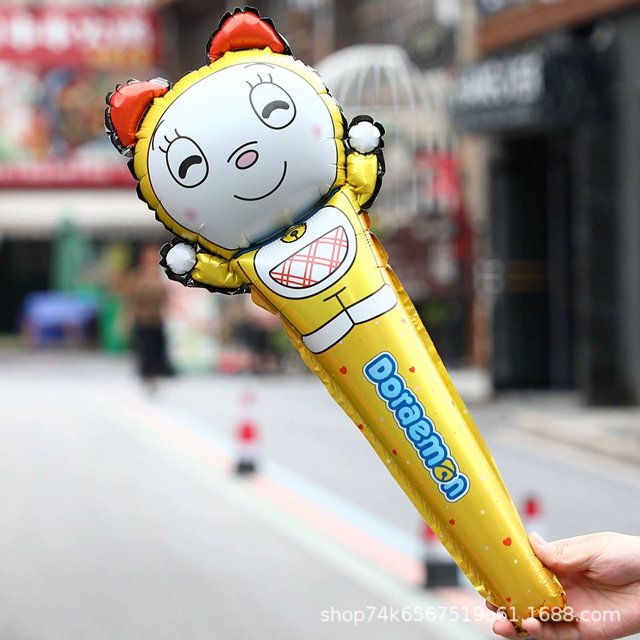 Globo de aluminio de dibujos animados para el Día del Niño, palo de golpe para sujetar con la mano, globo de regalo, globos para ambiente de fiesta de festival