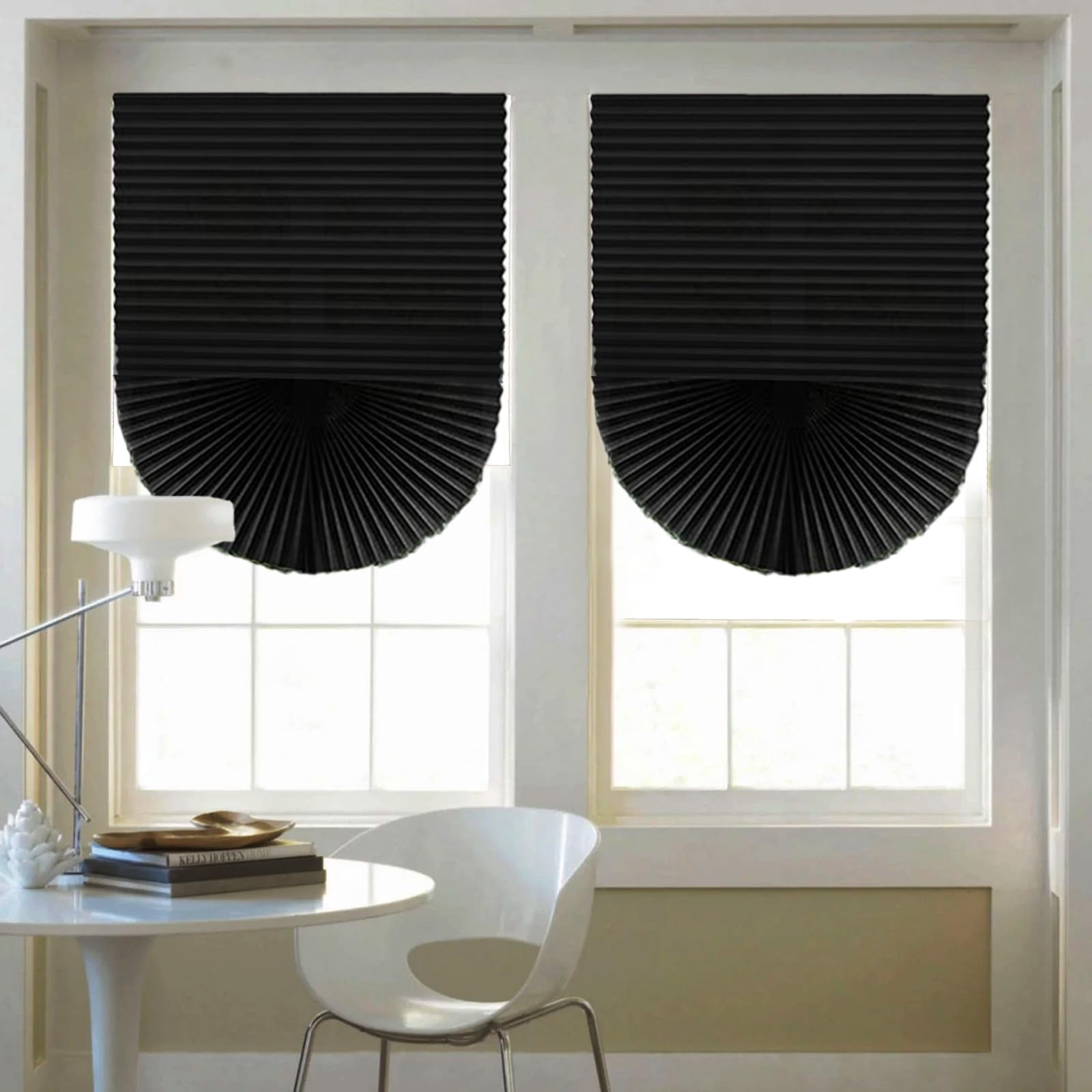 6-pack Temporary Blackout Paper Blinds For Window  Cut To Size Adhesive Shades Stick On Pleated No Drill Easy Install 24" W X 72" H Black