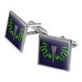 thumbnail image 1 of Aztec Double Green Snakes Square Cufflink Set - Silver or Gold, 1 of 6
