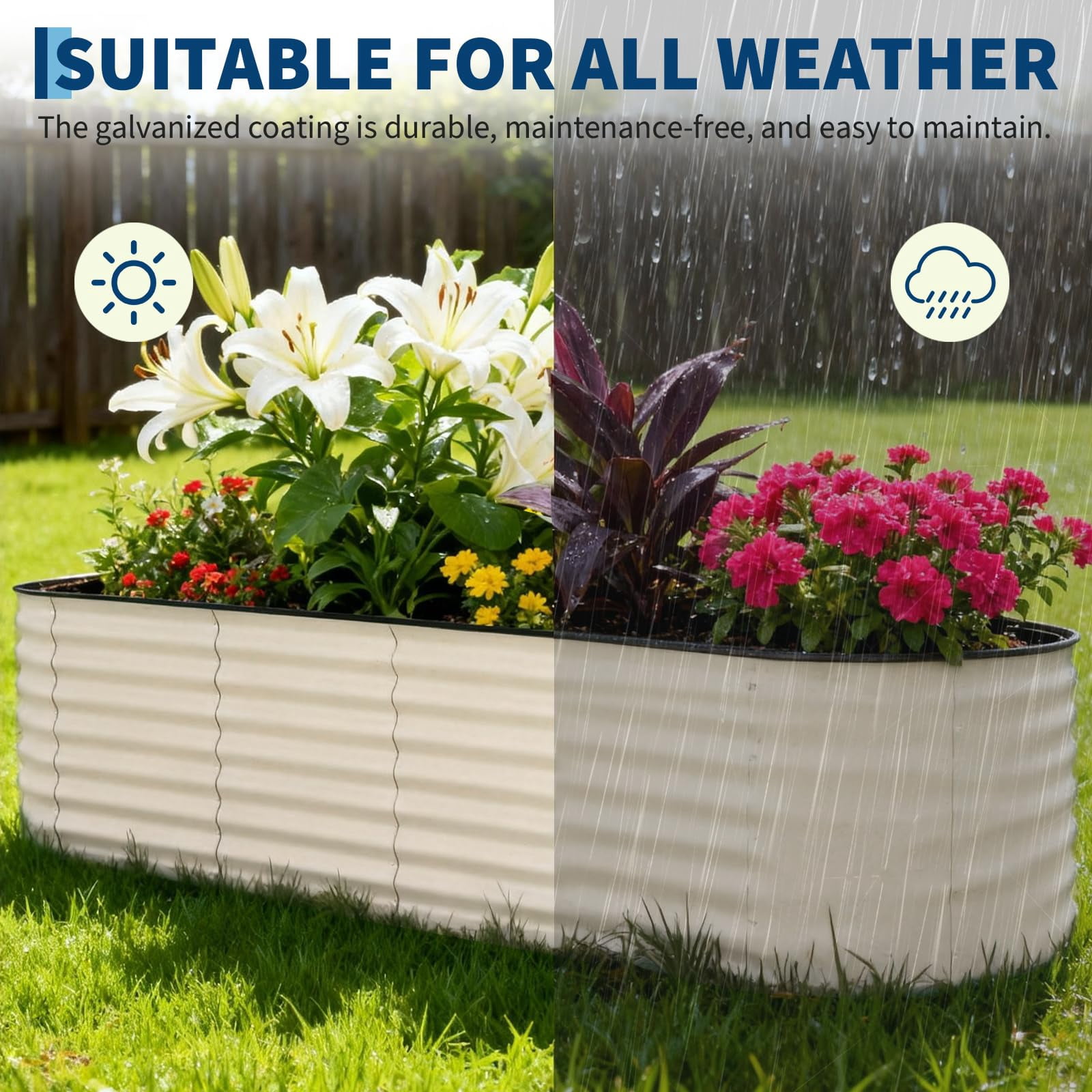 Heavy Duty 8x2x2 ft Raised Garden Beds (2 Pack), Galvanized Steel Planter Boxes with Reinforced Corners, Easy Assembly, Rustproof Outdoor Raised Planters for Vegetables, Flowers and Herbs