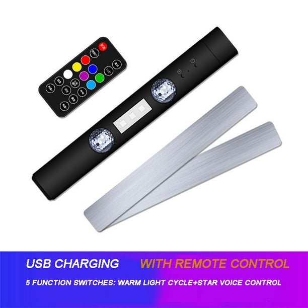 Luz Ambiental Usb para Interior de Coche, 7 Colores, Tira Led de Pvc y Metal de 21,6 Cm con Carga de 5 V y 3 W de Potencia para Iluminación de Cabina.
