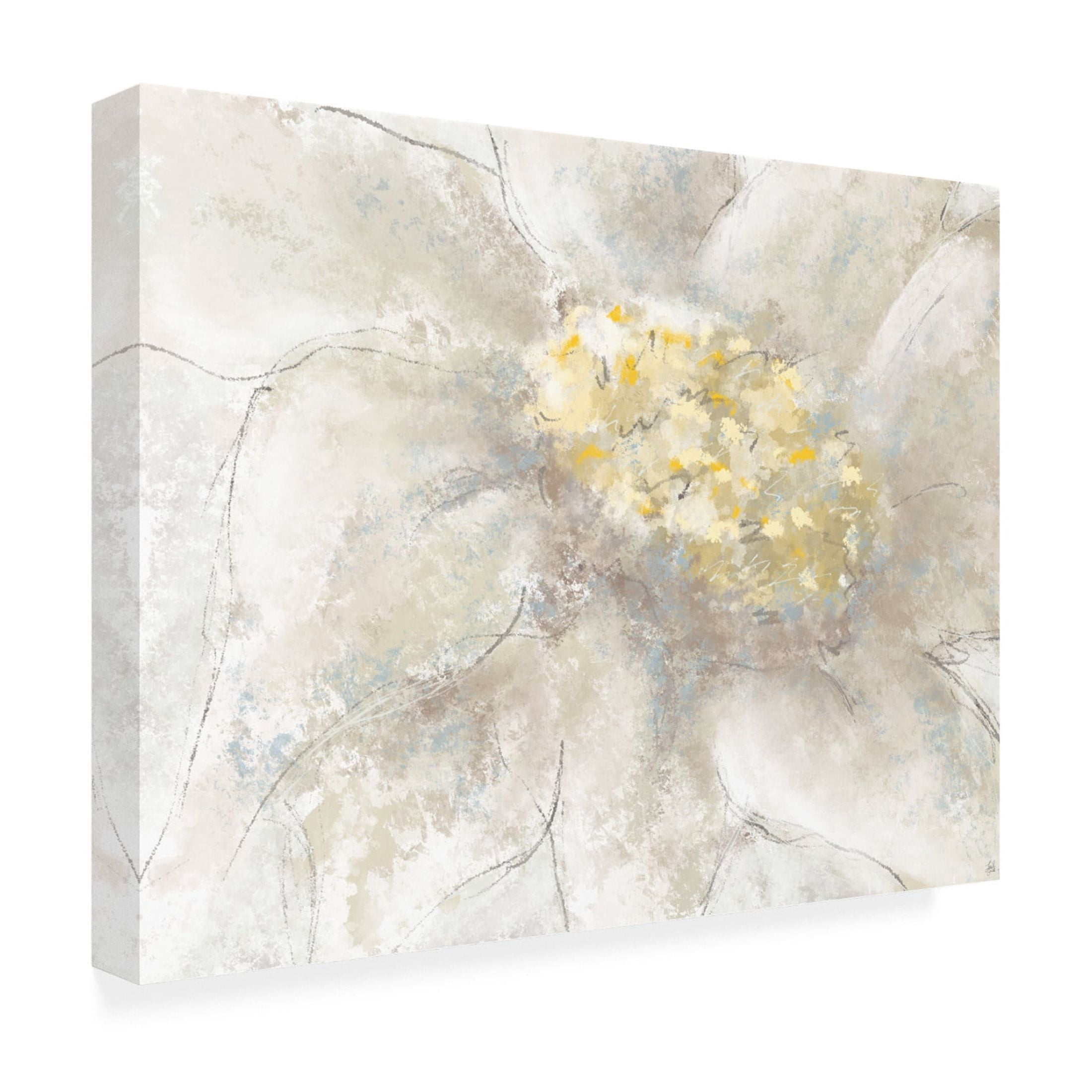 Canvas Wall Art - Line and Brush 'Textured Flower Of Sun' Wall Art for Living Room, Bedroom, or Office Décor by Trademark Fine Art - 32 x 24 Inches