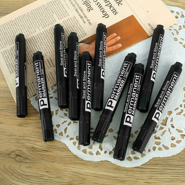 50pcs Fine Point Black Permanent Marker For Logistics, Oil-based,  Quick-drying, Waterproof And Fade-resistant