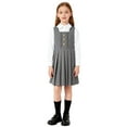 thumbnail image 2 of MKOSPLRT Robe Salopette d'Uniforme Scolaire pour Filles, Coupe Trapèze Plissée, Unie, Sans Manches, à Enfiler, Jupe Évasée, Robe Salopette Longueur Genou, 3-15 Ans, 2 of 5