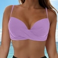thumbnail image 2 of TOWED22 Women's Twist Front V Neck Swimsuit Bikini Top Padded Adjustable Spaghetti Straps Bathing Suit Tops No Bottom（Purple,XL）, 2 of 9