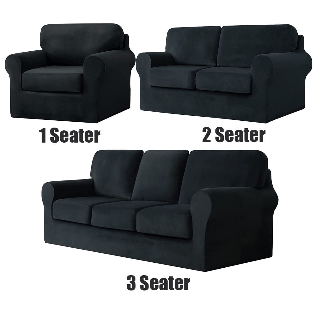 Luxury Velvet Couch Cover 5 Piece Stretch Sofa Covers for 2 Cushion