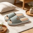 thumbnail image 2 of XFeng Men Linen Fabric Open‑Toe House Slippers Indoor Home Slides, 2 of 4