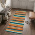 thumbnail image 6 of Hallway Runner Rug 2x6ft Teal Orange Striped Washable Runner Rug Non Slip Non-Shedding Low-Profile Abstract Vintage Watercolor Geometric Long Bathroom Floor Carpet Rugs for Kitchen Entryway Bedside, 6 of 8