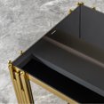 thumbnail image 5 of Modern Tempered Glass Console Table with Mirror Gold Stainless Steel Base - 2-Tier Living Room Sofa Side Table & Decorative Art Piece, 5 of 7