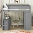 thumbnail image 2 of MODERNLUXE Wood Full Size Loft Bed with Wardrobe and Desk, Cabinet and Drawers, Gray, 2 of 17