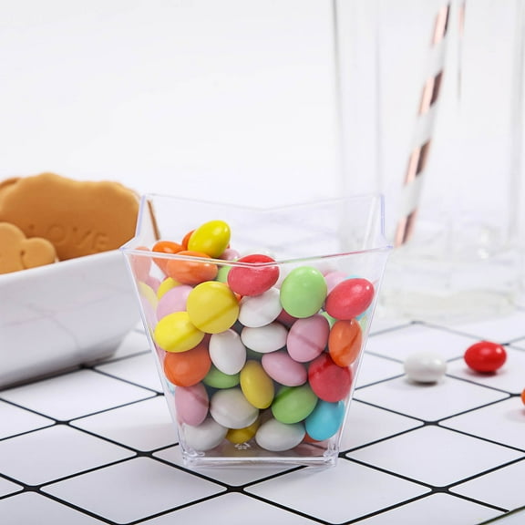 Efavormart 60 Pack 3oz Clear Round Blossom Plastic Dessert Bowls Disposable Appetizer Bowl