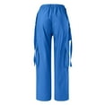 thumbnail image 7 of WTXUE Cargo Pants For Women High Waisted, Scrub Pants 2024 Cargo Pants Woman Relaxed Fit Waisted Zipper Slim Drawstring Waist Pockets, Slacks Pantalones De Mujer, 4-Blue, 7 of 7