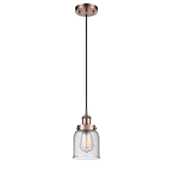 Innovations 916-1P-AC-G54-LED Small Bell 1 Light Mini Pendant part of the Ballston Collection, Antique Copper