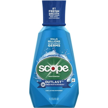Scope Outlast Mouthwash, Long Lasting Peppermint, 33.8 Oz
