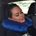 thumbnail image 3 of Almohada de viaje premium (azul) para dormir sin dolor de cuello, almohada de espuma viscoelástica súper suave, fácil de lavar, 1 pieza JM JM, 3 of 5