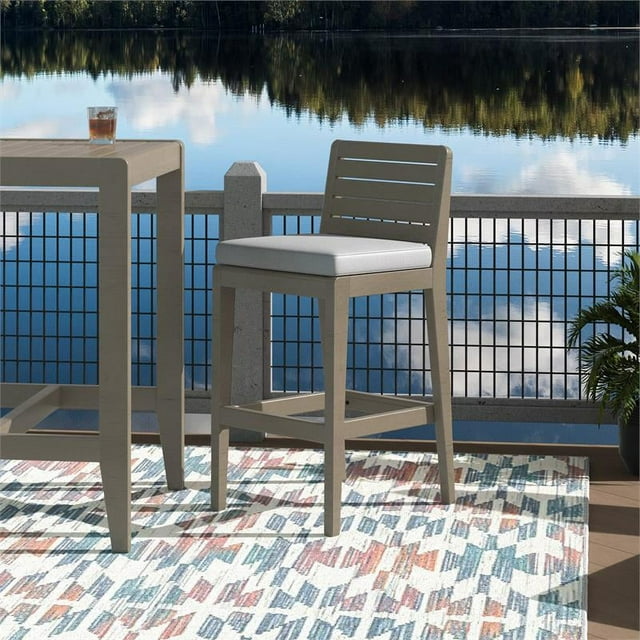 Homestyles Sustain Wood Outdoor Barstool - Set of 1, Gray