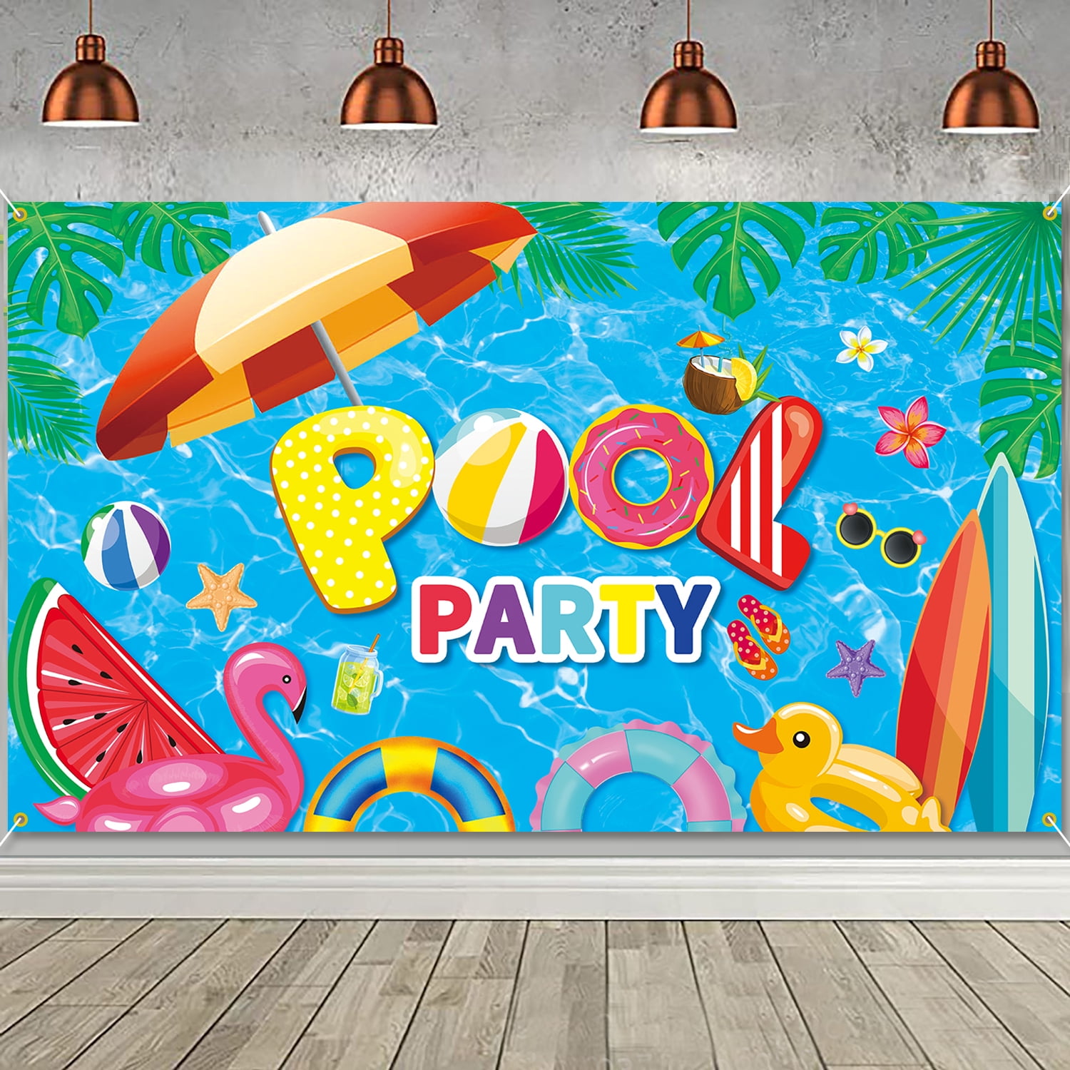 Pool Party Backdrop Banner 71 x 43 Inch Large Summer Pool Party