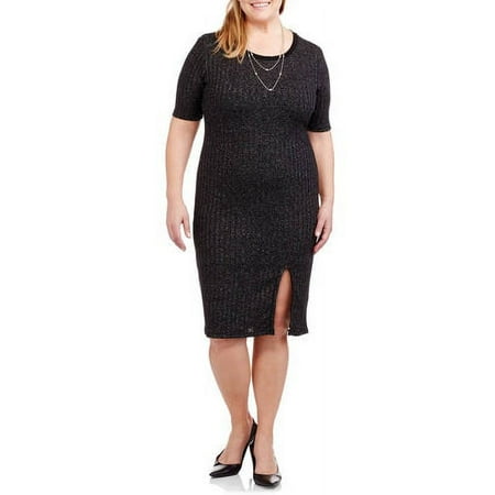 Women's Plus Midi Dress with Front Slit