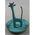 thumbnail image 3 of Giraffe Ring Jewelry Holder Pewter Tabletop Figurine Teal Green, 3 of 4