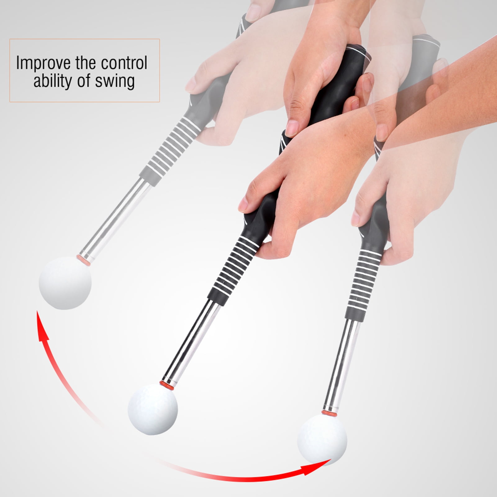 Riousery Golf Swing Grip Trainer Warm Up Training Aid Telescopic Club for Beginner (15-26 in / 38-67 cm)