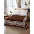 thumbnail image 2 of Coffee Brown Greek Key King Size Flat Sheet, Wrinkleproof & Fadeproof Cooling Flat Bed Sheet Only, Geometric Greece Ancient Farmhouse Geo Breathable Soft Bedding Top Sheets 105 x 98 Inches, 2 of 8