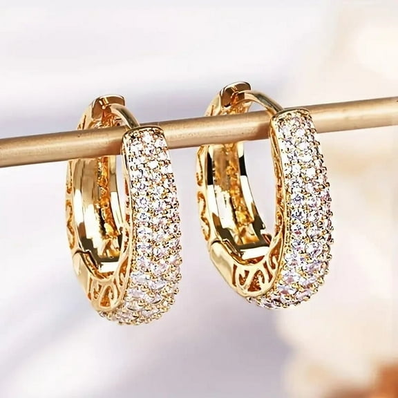 2.10Ct Round Cut Lab Created Diamond Women's Huggie Hoop Earrings 14K Yellow Gold Plated