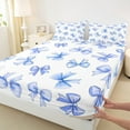thumbnail image 3 of Feelyou Cartoon Cute Bow Bed Sheets for Kid, Princess Ribbon King Sheets, Kawaii Blue Bowknot Sheet Set, Luxury Bedroom Decor, 4 Pieces, 3 of 7