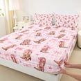thumbnail image 4 of Manfei Vintage Western Cowgirl Full Size Sheets For Girls,Pink Bowknot Print Bed Sheets For Kids,4 Pieces, 4 of 6