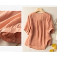 thumbnail image 4 of BODOAO Womens Linen Embroidered Shirt And Blouses V Neck Mexican Tunic Tops Boho Tops Office Blouses Summer Half Sleeve 2026 Trendy Blouse Loungewear Workout Tops Beach Tops Soft Breathable Orange Xl, 4 of 7