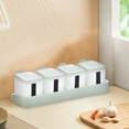 thumbnail image 2 of Seasoning Jar Set, Spice Storage Container, 4 Compartments Press Type Seasoning Box with One Handed Lid Opening, Food Grade Plastic Kitchen Condiment Organizer, Mint Green White, 2 of 7