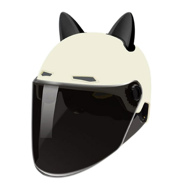 Cascos de moto Casco de bicicleta Lindo visera solar extraíble Moto ligera En blanco y negro Cola Cascos de moto