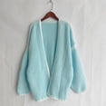 thumbnail image 5 of YDFCWXW Women Fall Open Front Color Block Cardigan Sweater Casual Striped Knit Oversized Cardigan Light Blue, S, 5 of 6