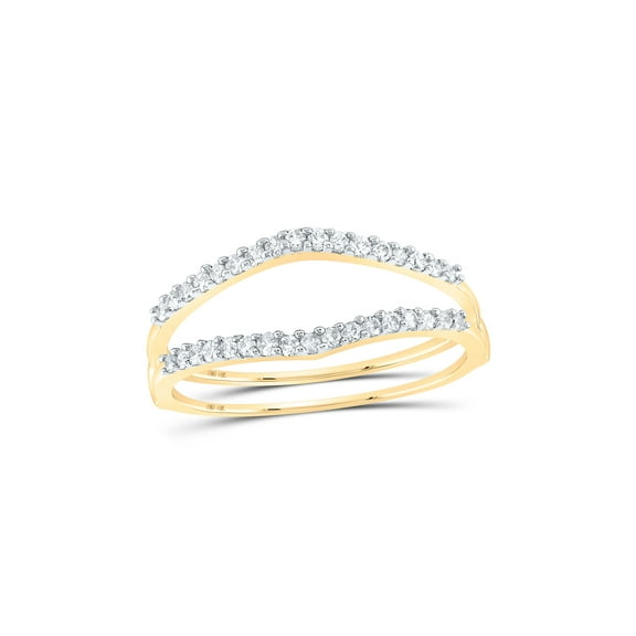14kt Yellow Gold Womens Round Diamond Ring Guard Wrap Enhancer Wedding Band 1/4 Cttw