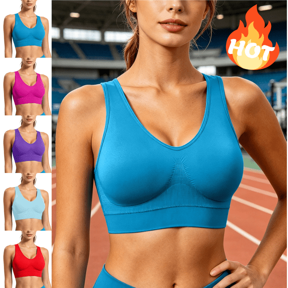 Mifsaly Plus Size Push Up Sports Bras for Women Seamless Racerback Added Breathable Workout Bra High Support Athletic Bra for Yoga Running Gym Daily