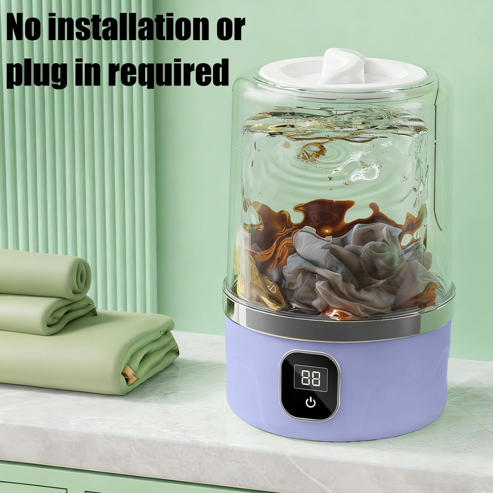 Mini Laundry Tool Compact Space-Saving Washer Gentle Fabric Care Efficient Water Power Use,Small Apartments Dormitories Travel Hotels for Undergarments Socks Delicates Baby Clothes Daily Care-Purple