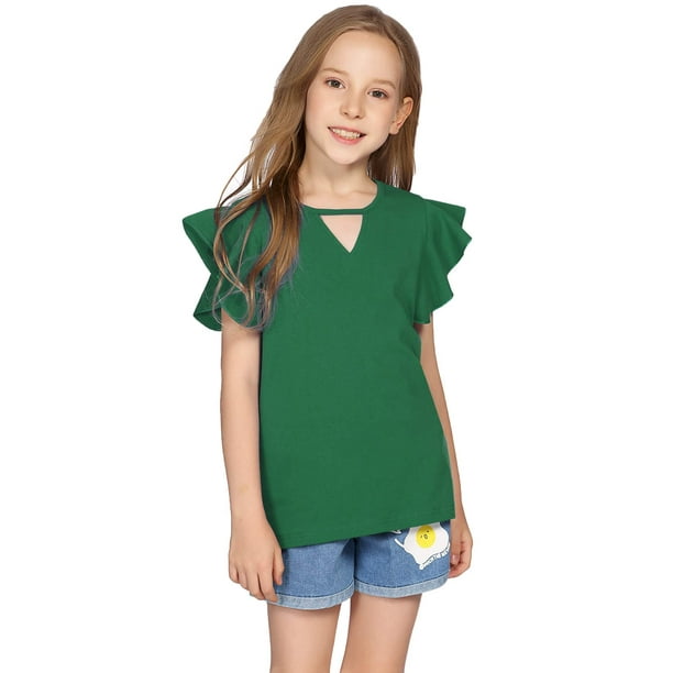 Girls Cute Summer Short Sleeve T Shirts Sweat Girls' Tops, Cotton Tees