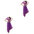 thumbnail image 4 of Sonducket Pantalones de danza del vientre indio para mujer, conjunto de traje con parte trasera de baile, traje de manga profesional, Morado oscuro SG 2piezas, 4 of 6