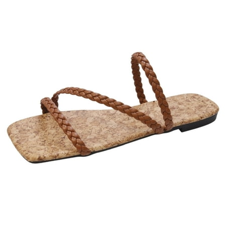 

Quealent Adult Women Sandal Clog Sandals for Women Closed Toe Ladies Summer Flat Color Fashion Open Toe Square Wear and Women Sandals Size 9 New Khaki 8