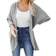 thumbnail image 1 of Long Cable Knitted Sweater Solid Color Cardigan Pockets Round Neck Outwear Open Front Warm Pullover Fashion Loose Knitwear Autumn Women Coat, 1 of 4