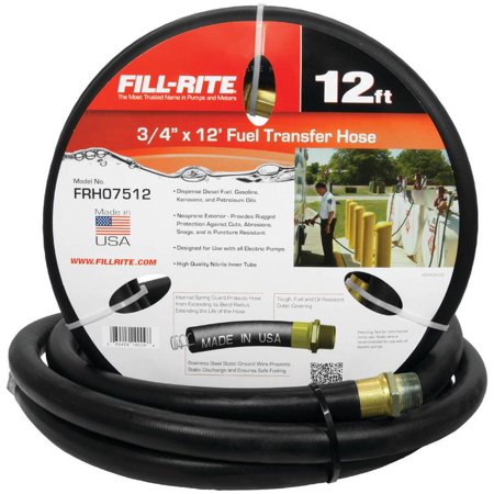 Fill-Rite FRH07512 Fuel Transfer Hose with Static Wire, Spring Guards, 3/4 in x