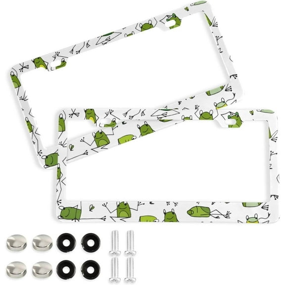 Coolnut Frog License Plate Frames 2pcs, Aluminum Universal Car License Plate Holder with Round Hole for US Vehicles, 12"x 6"