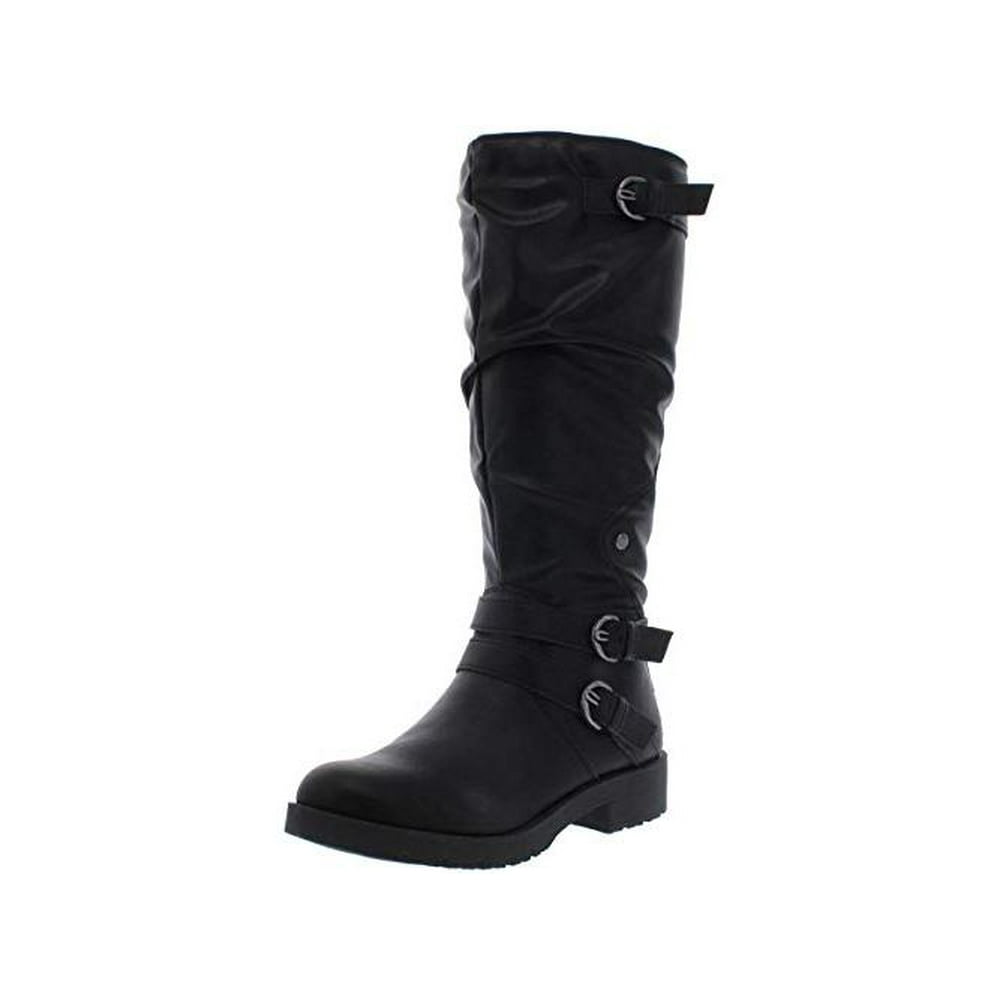 black knee high motorcycle boots