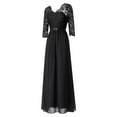 thumbnail image 6 of Women's Long Dress, Patchwork Lace V-neck Mid-Sleeve Backless Dress, 6 of 9