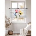 thumbnail image 3 of Colorful Tulips Sheer Curtains 54 Inches Long 2 Panels Blue Red Yellow Floral Light Filtering Semi Sheer Window Curtains Drapes for Bedroom Living Room 52"x54", 3 of 7