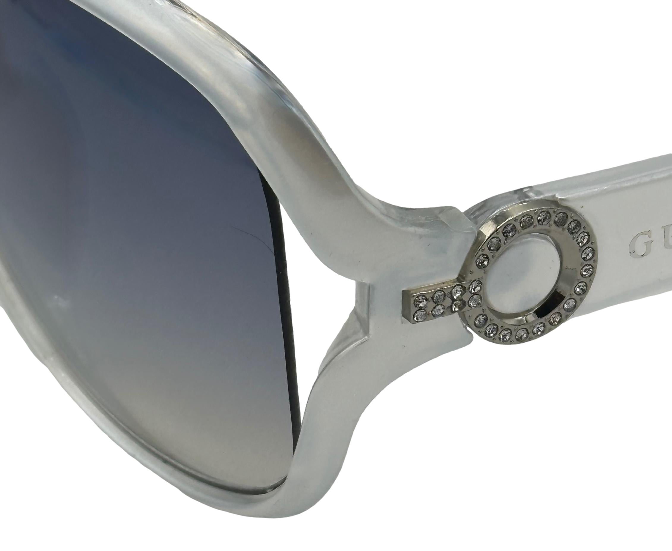 Guess Sunglass Womens White Oversized Square Plastic, Smoke Gradient GO00010 21W