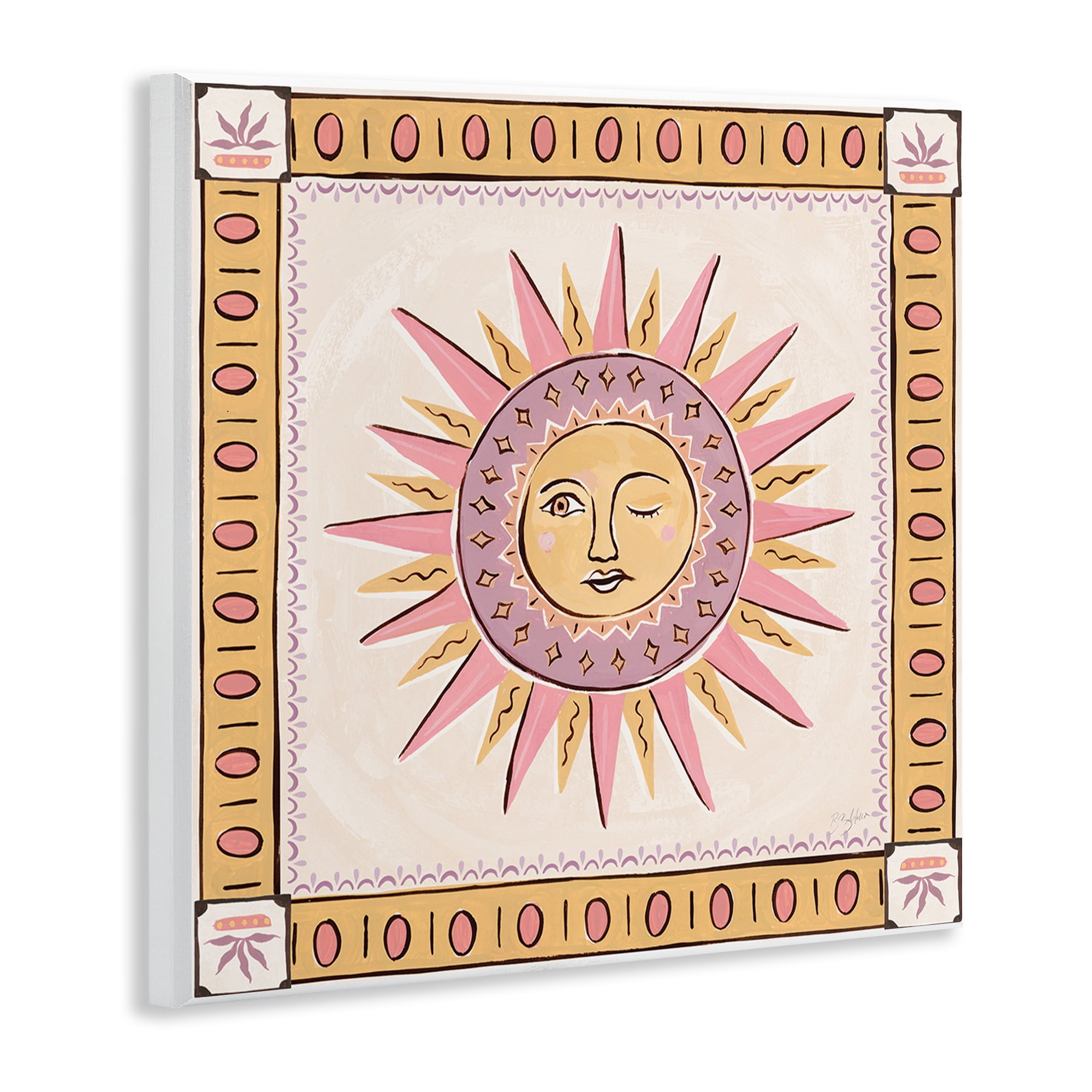 Stupell Industries Pastel Winking Sun with Border Wall Plaque Art, design by Two If By Sea Studios