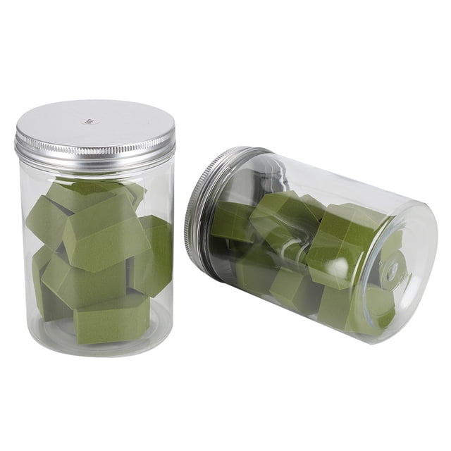 10 unids/caja tapa de aluminio enlatada Pentagonal seco húmedo doble uso polvo Facial esponja de maquillaje verde oscuro